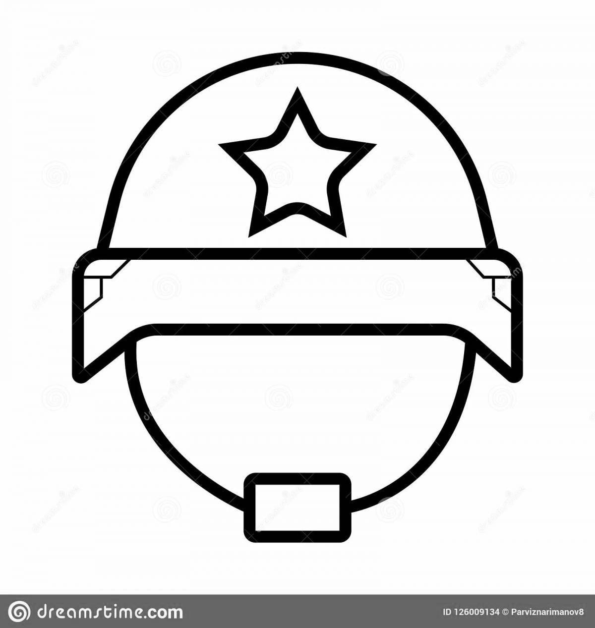 Fun military helmet coloring for kids