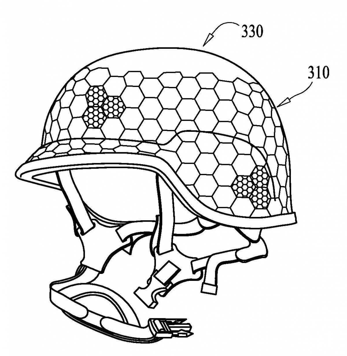 Playful military helmet coloring book for kids