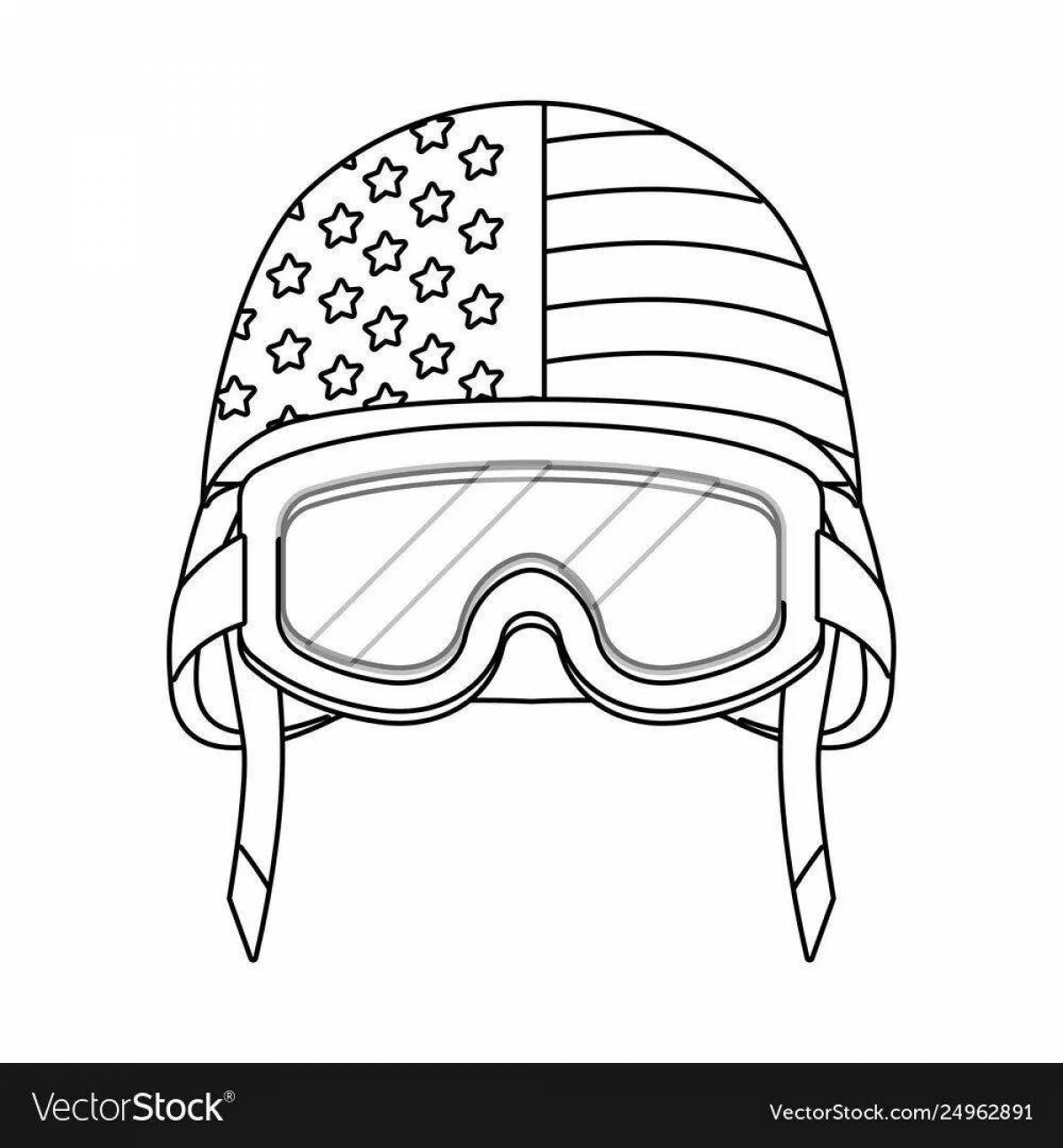 Interesting military helmet coloring book for kids