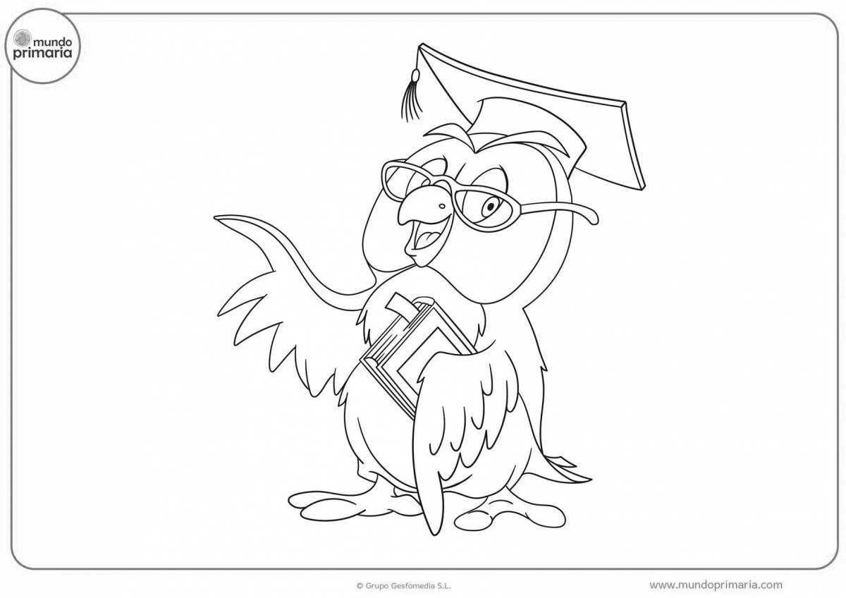 Bright smart owl coloring for kids