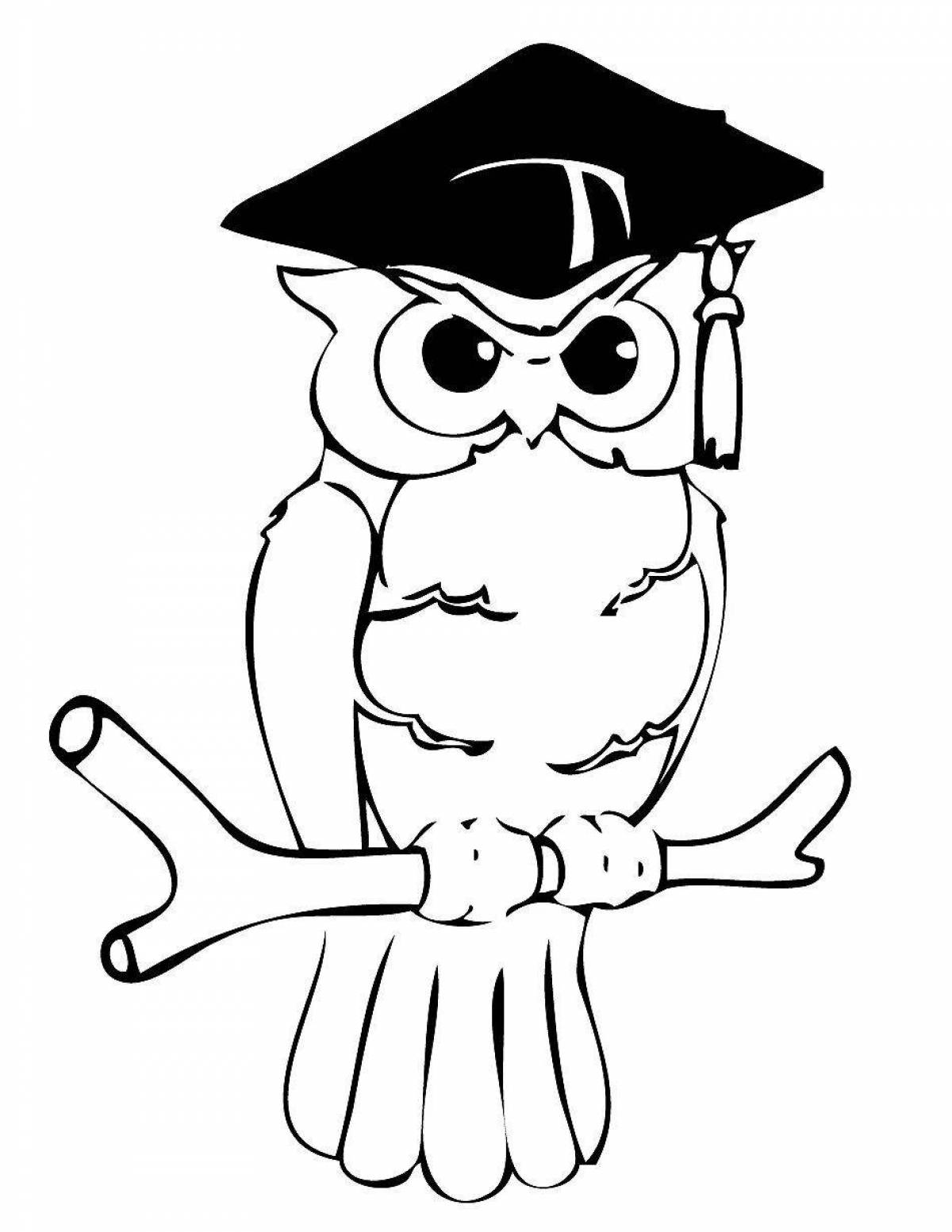 Joyful smart owl coloring pages for kids