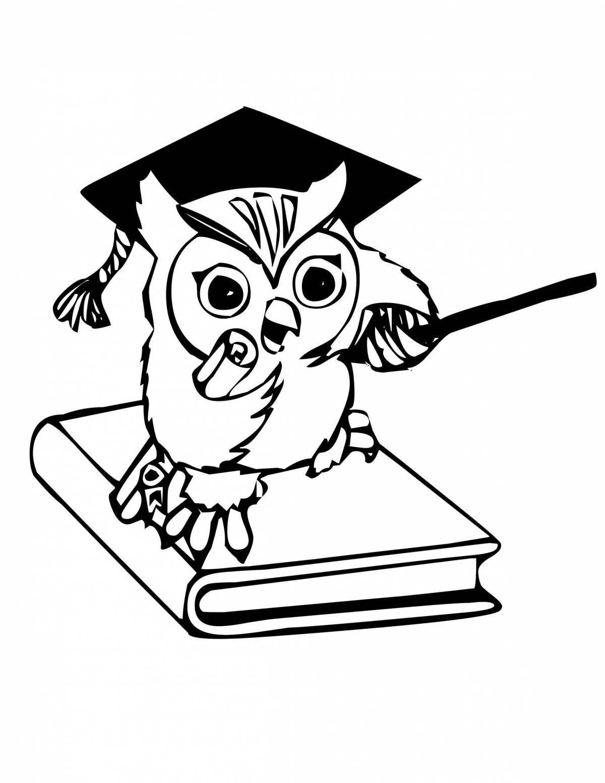 Bright smart owl coloring book for kids