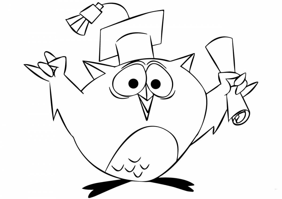 Outstanding smart owl coloring page for kids