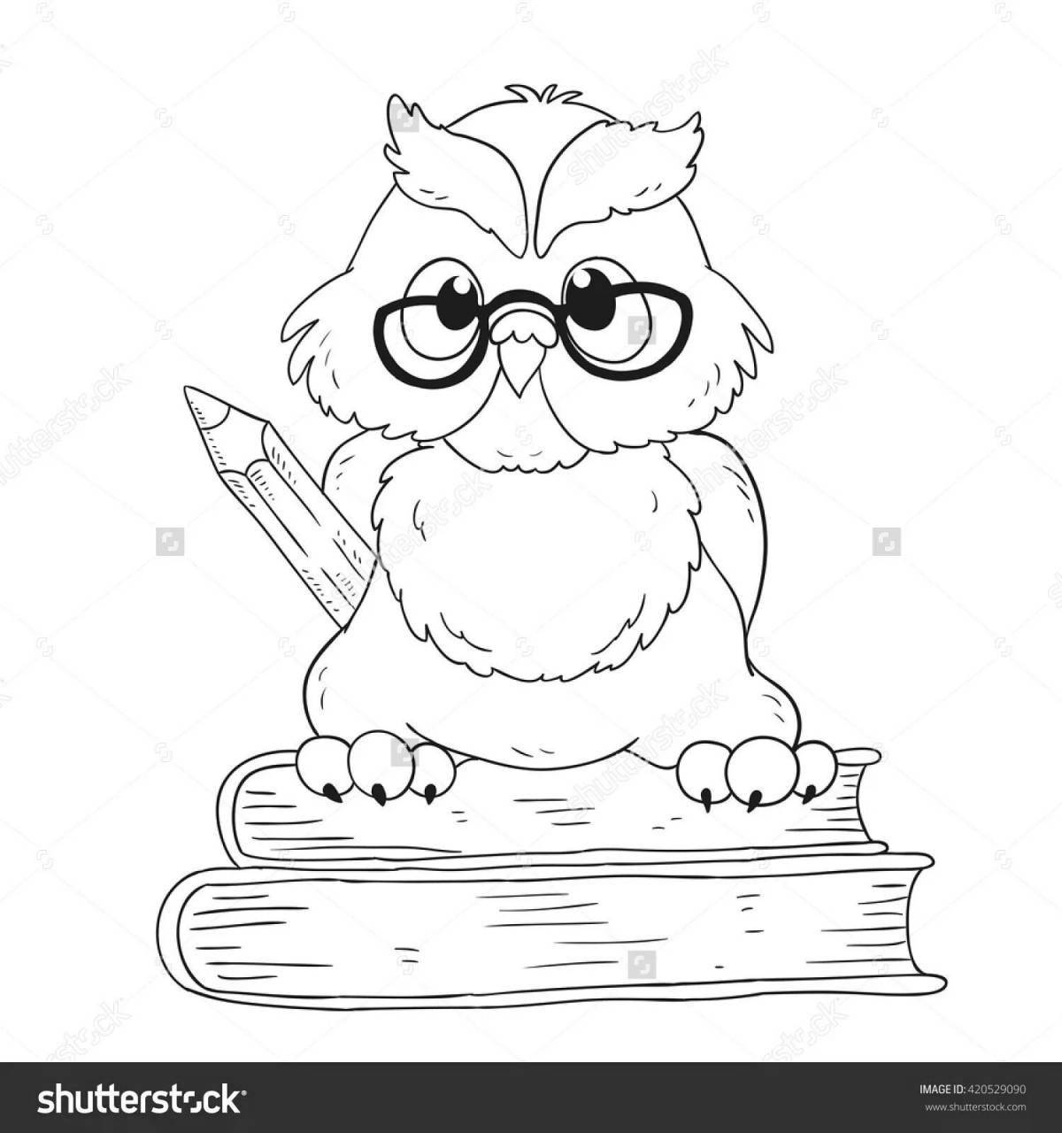 Adorable smart owl coloring page for kids