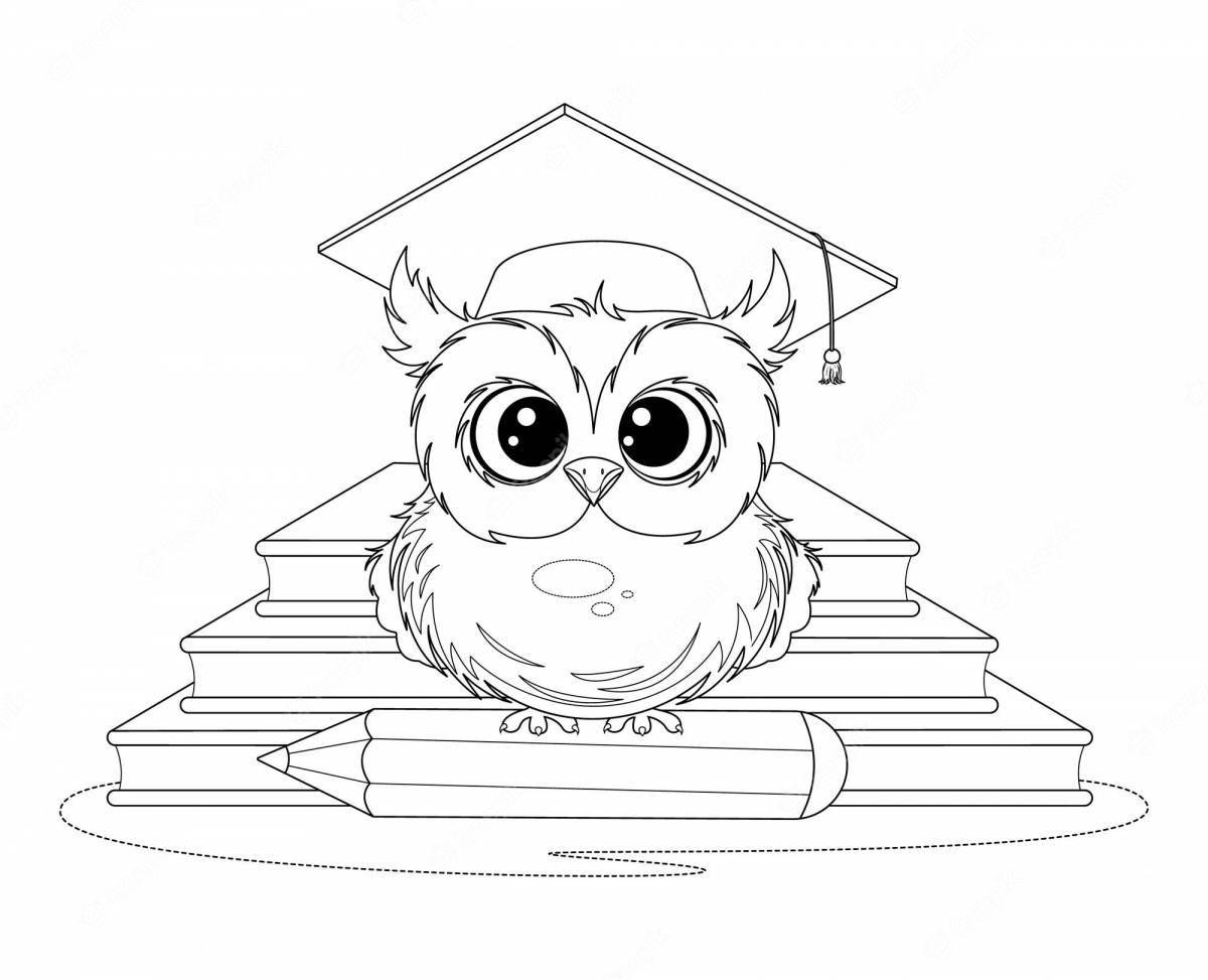 Pretty smart owl coloring pages for kids