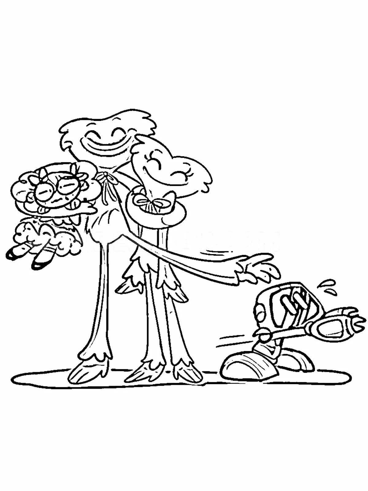 Radiant coloring page mom long legs family