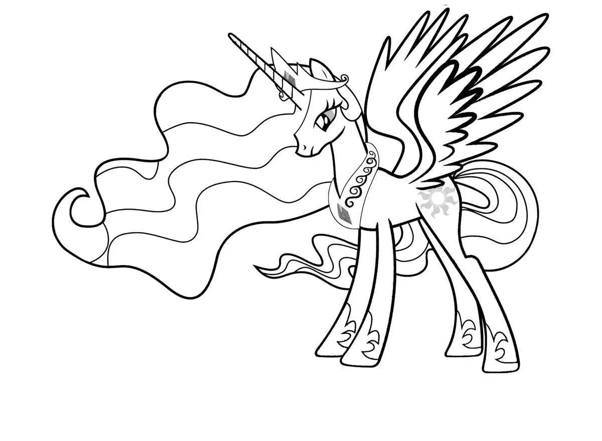 Celestia's playful coloring page for kids