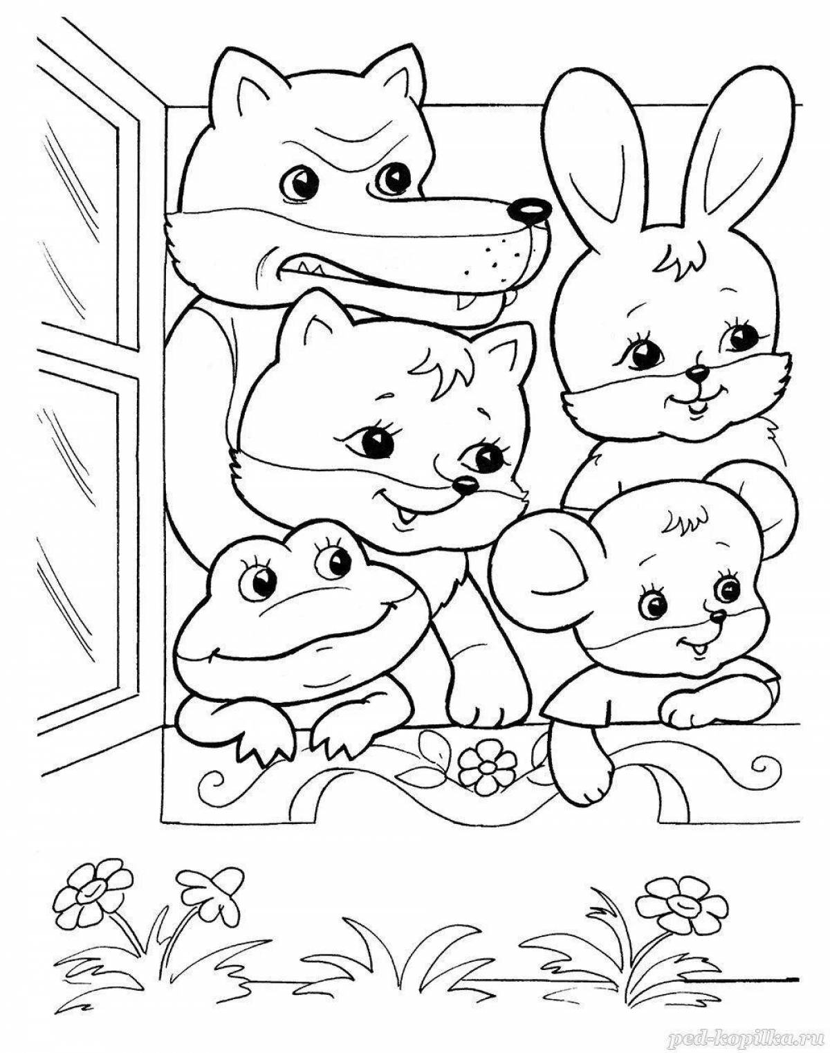 Fun coloring mittens fairy tale for children