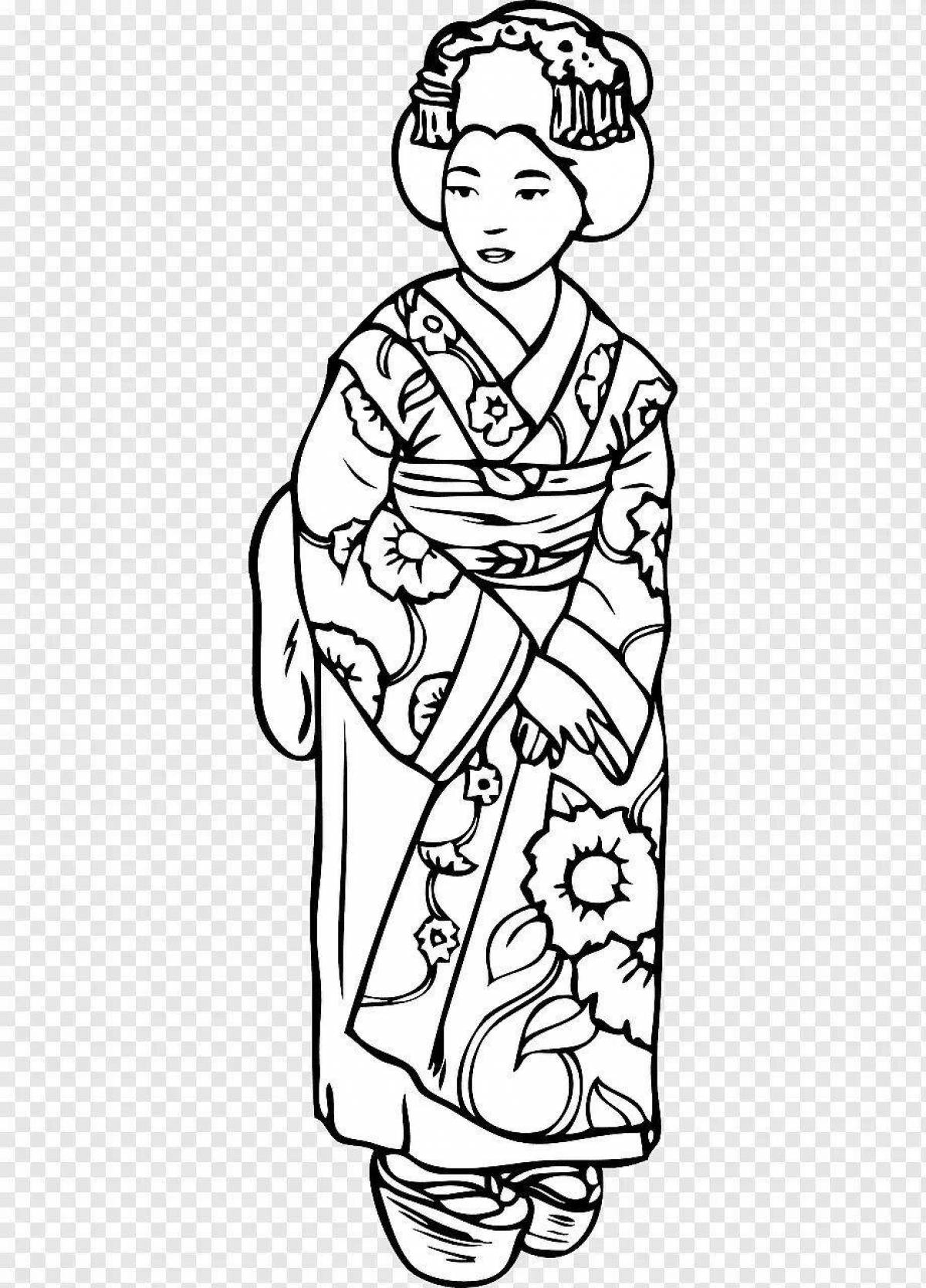 Photo Fabulous Japanese kimono coloring book for kids