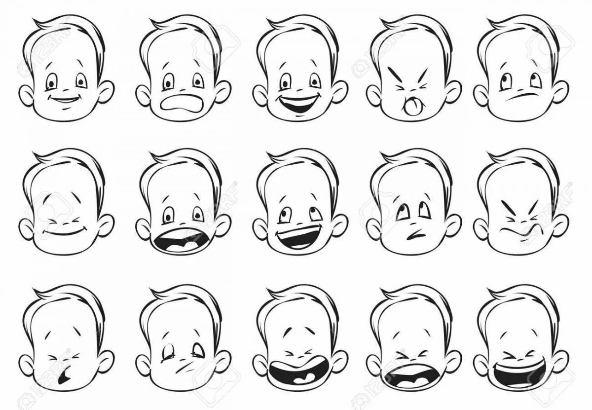 Frustrated expressions coloring pages for kids