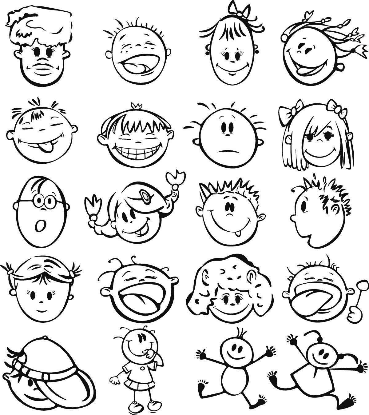 Беспокойные раскраски с выражением лица для детей