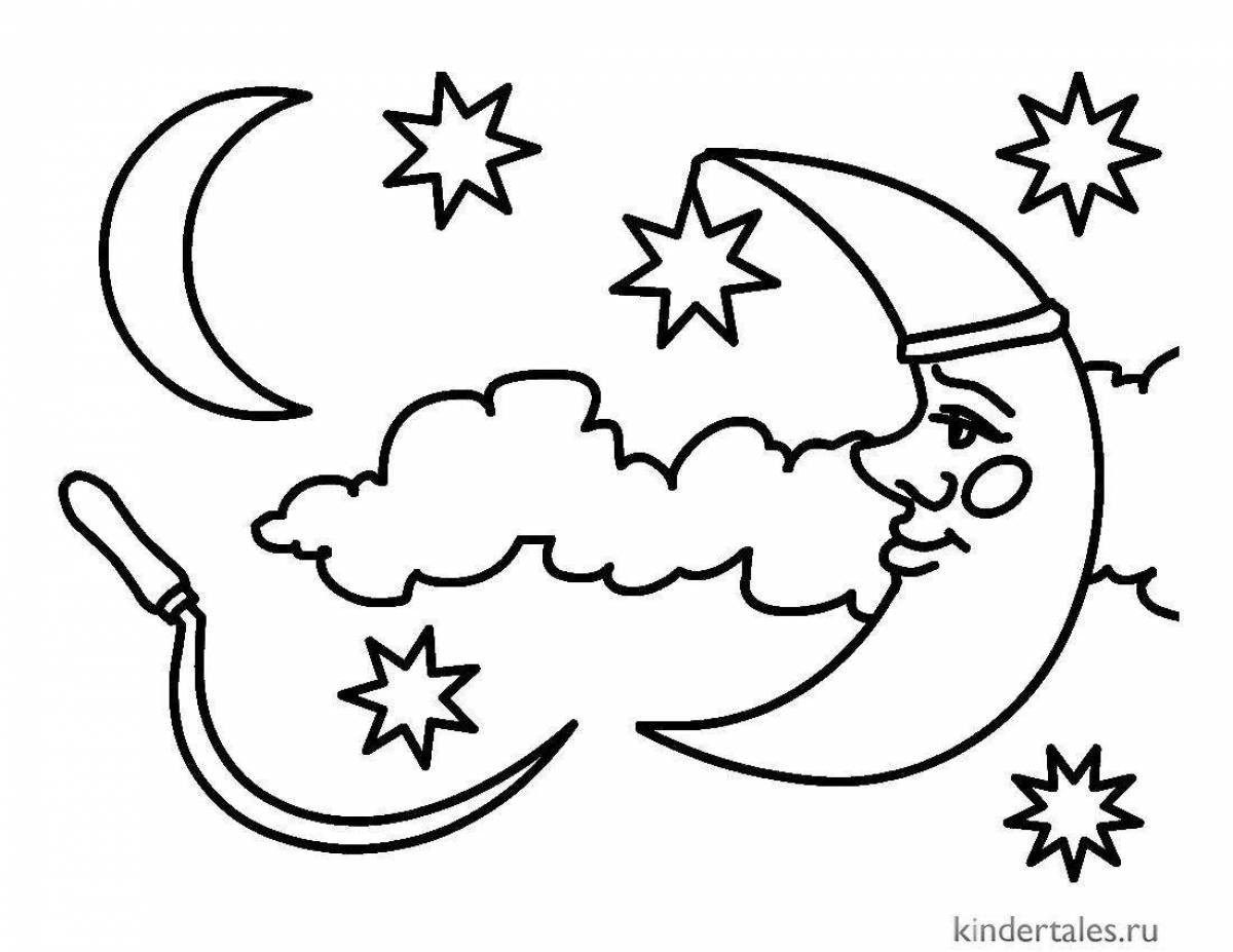 Glowing night sky coloring page