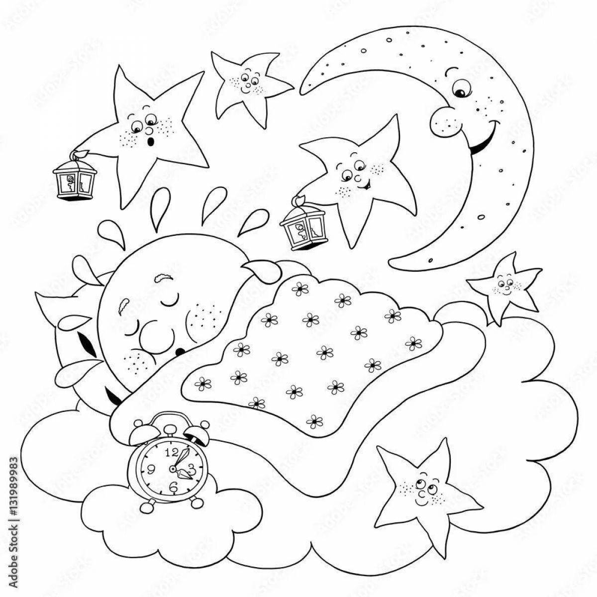 Glitter night sky coloring page