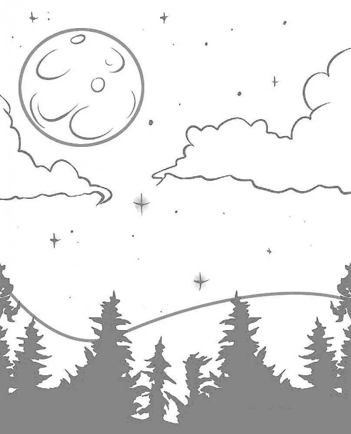 Awesome night sky coloring page