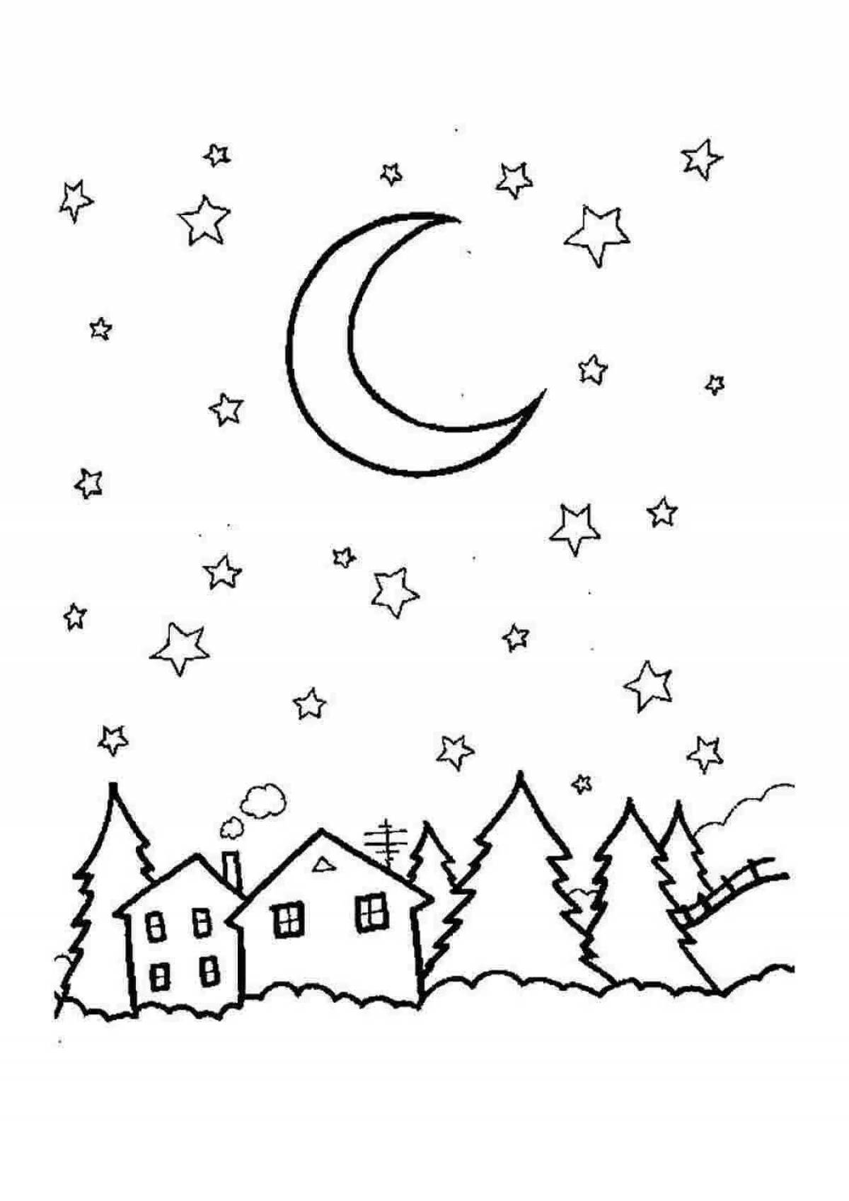 Lucky night sky coloring page