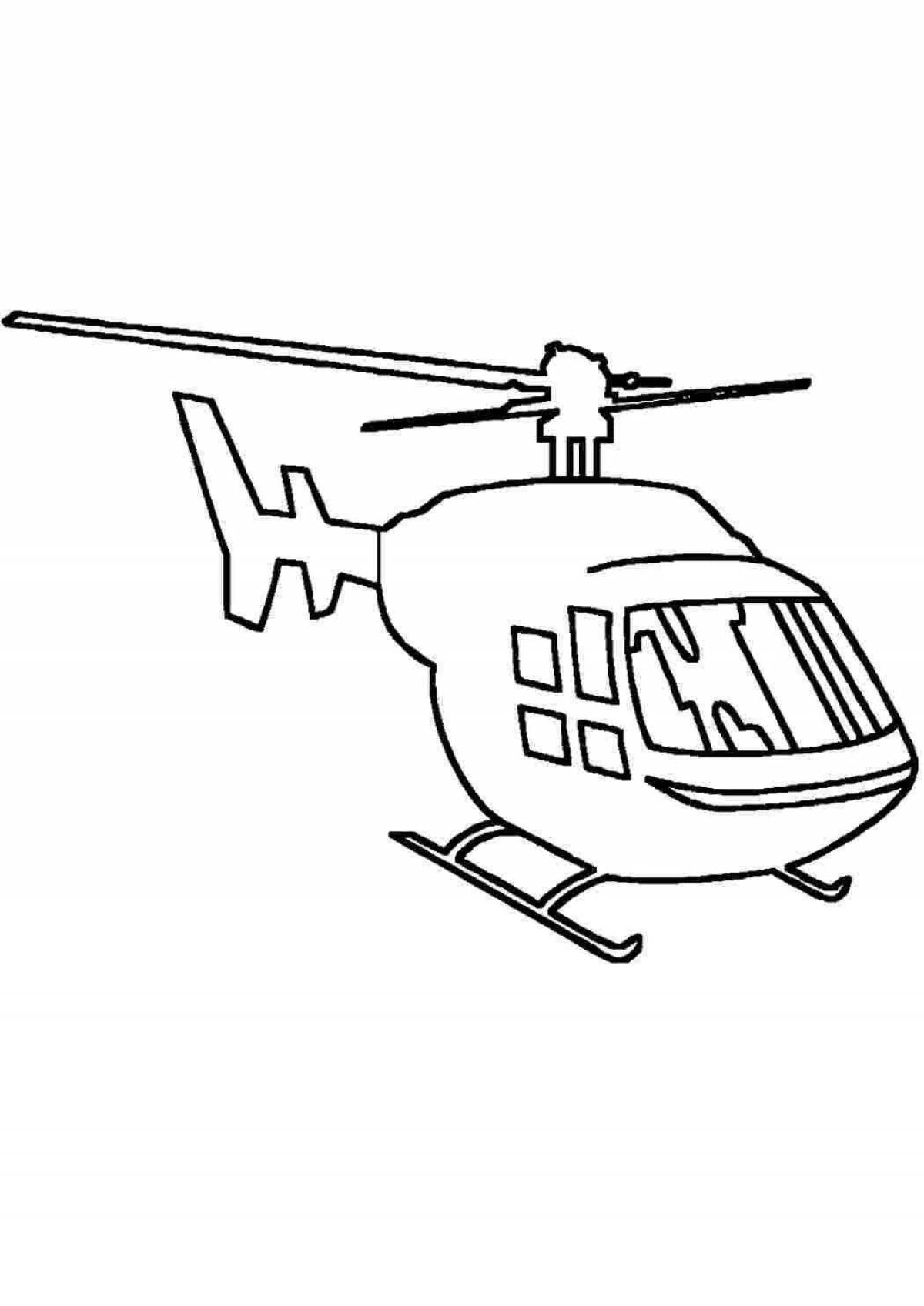 Attractive police helicopter coloring book for kids