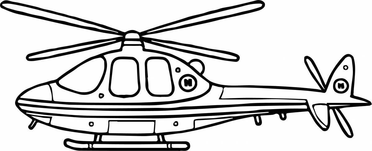 Оживленная страница раскраски полицейского вертолета для детей