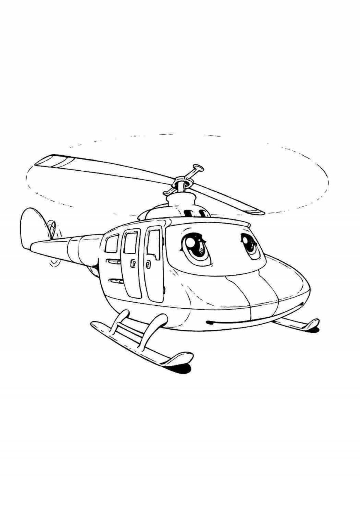 Забавная раскраска полицейского вертолета для детей