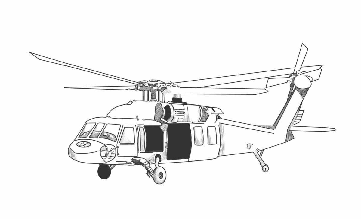Динамичная раскраска полицейского вертолета для детей