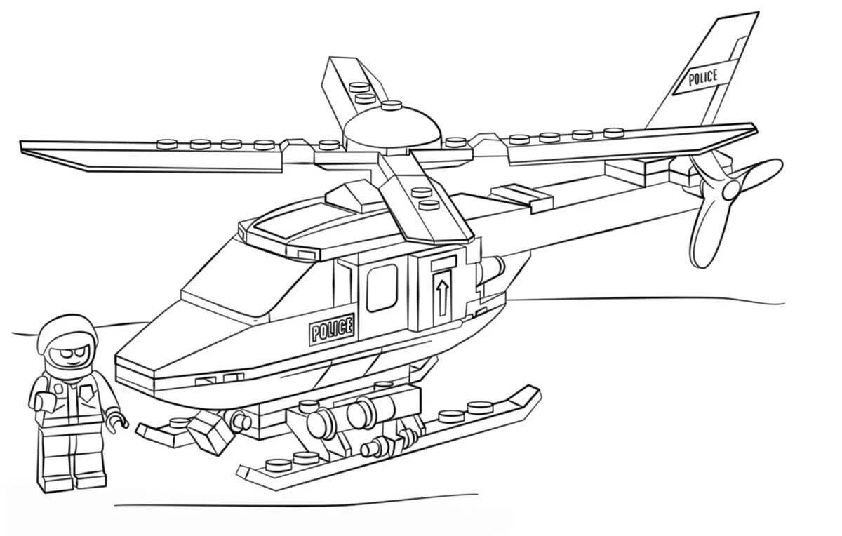 Amazing police helicopter coloring page for kids