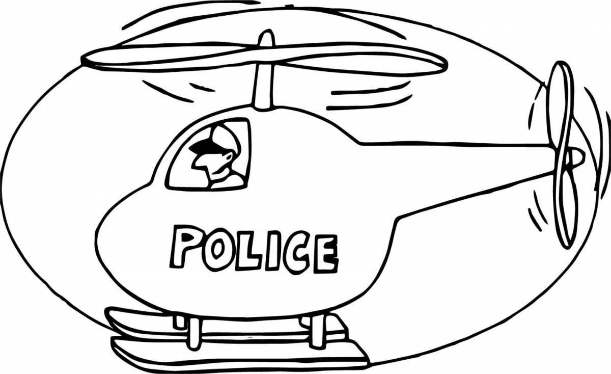 Замечательный полицейский вертолет раскраски для детей