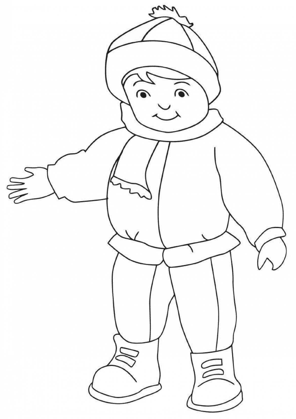Exuberant coloring doll in winter clothes
