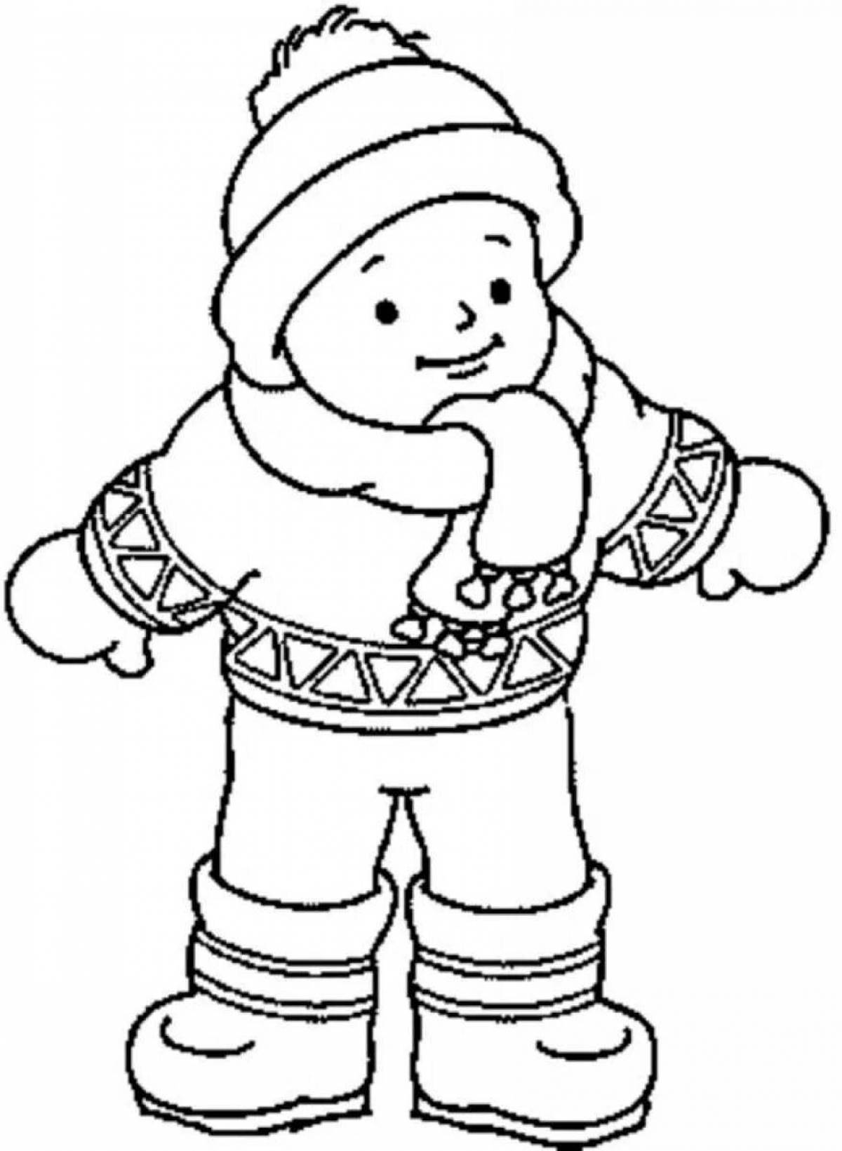 Living coloring doll in winter clothes