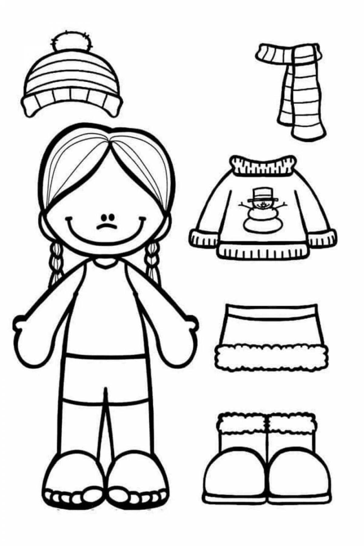 Doll majestic coloring page in winter clothes
