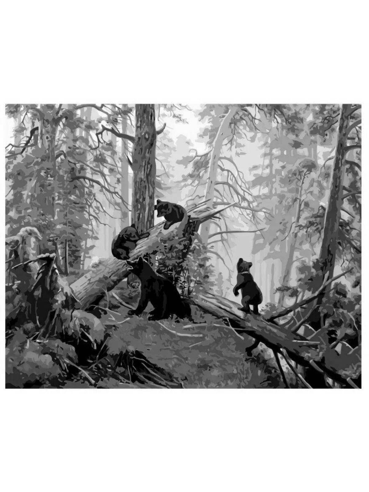 Glowing morning in a pine forest