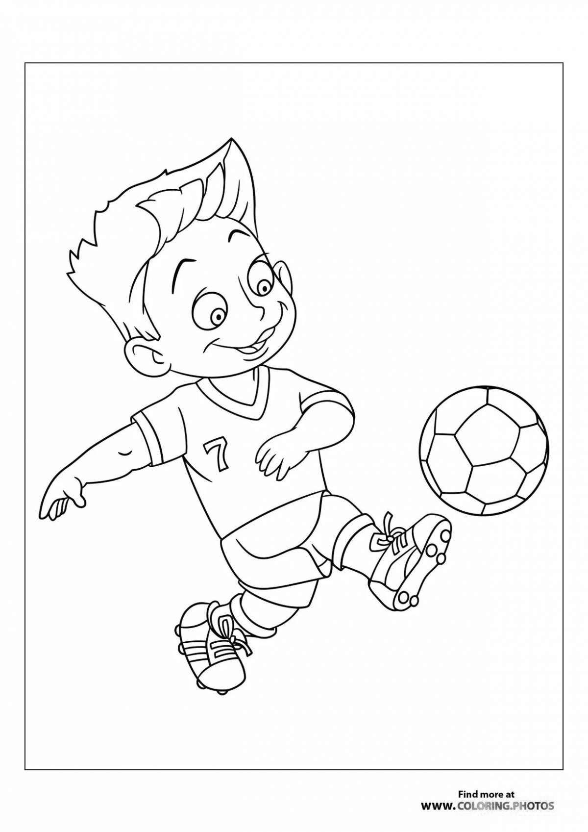 Раскраска «мальчик, играющий в футбол»