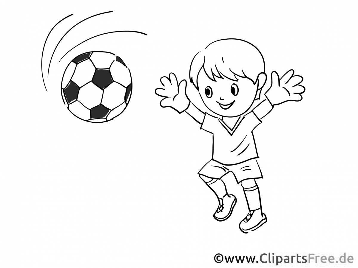 Coloring page of a violent boy playing football
