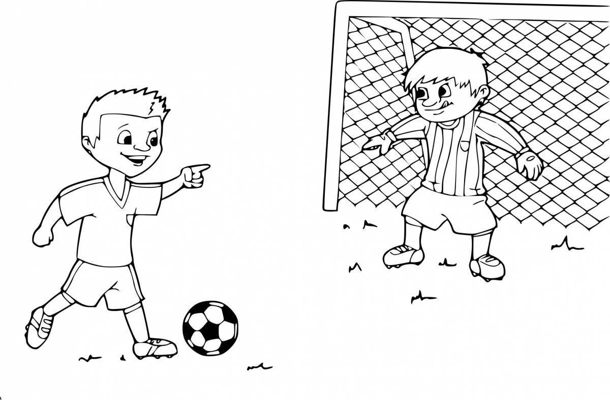 Coloring page festive boy playing football