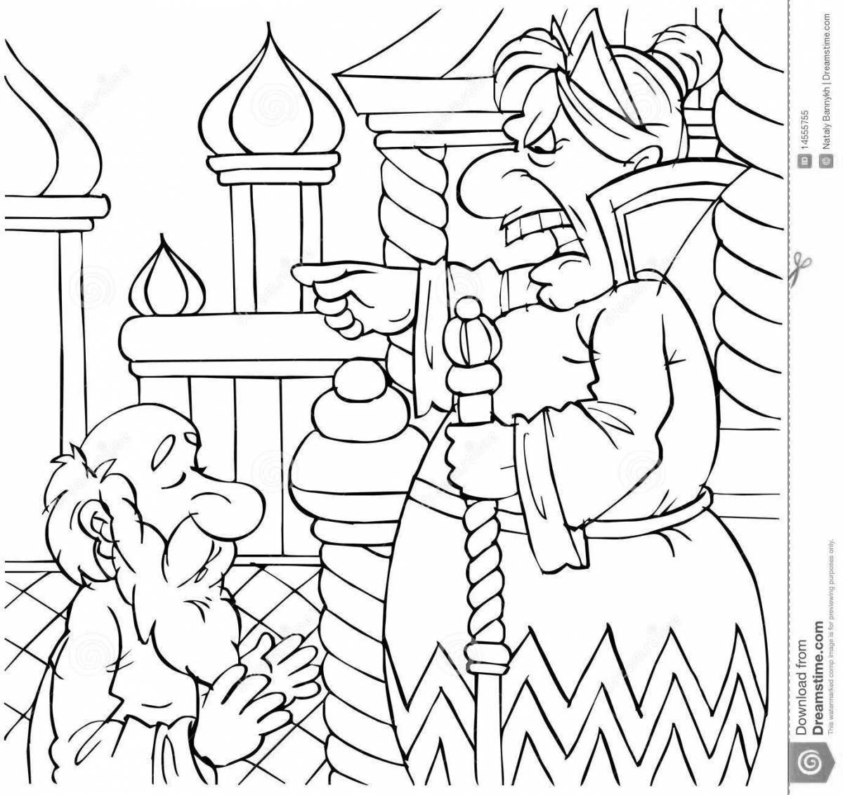 Amazing old man coloring page with goldfish