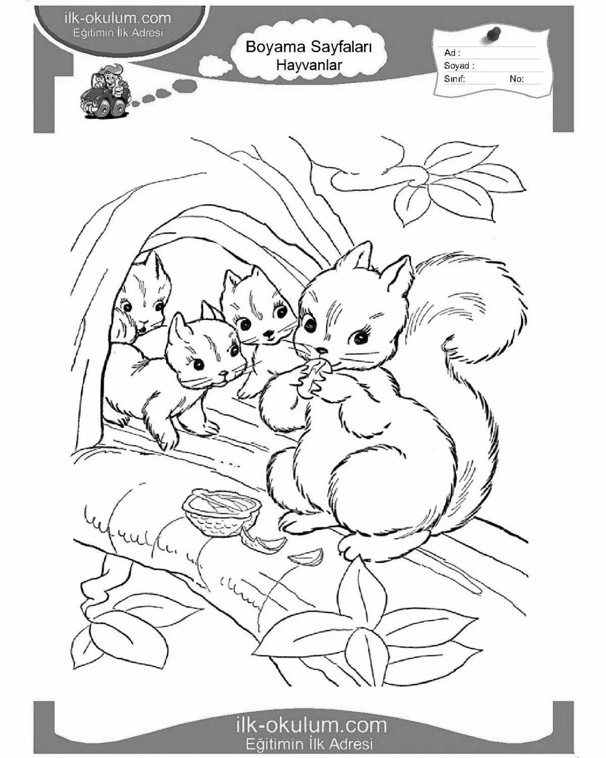 Fairy winter squirrel coloring page