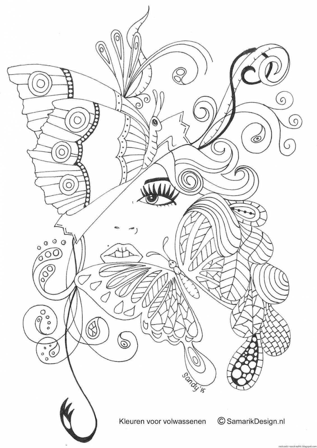 Adorable anti-stress lung coloring book for girls