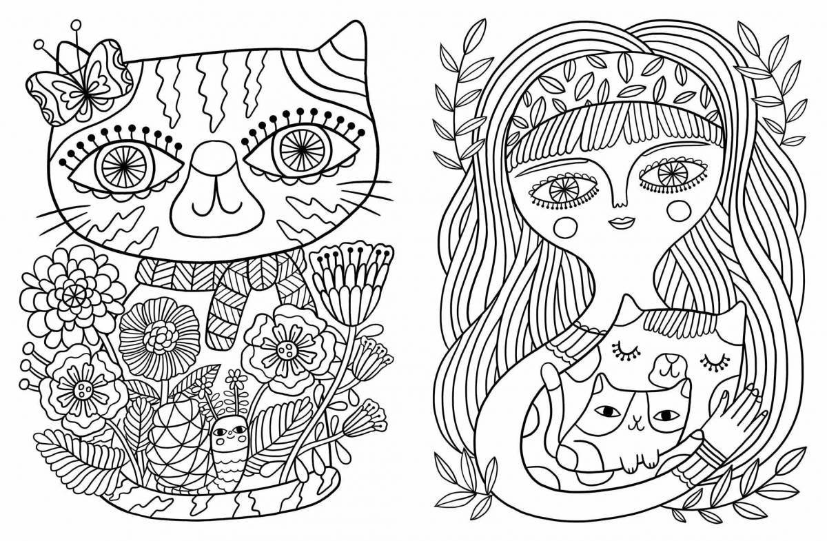 Magical anti-stress easy coloring pages for girls