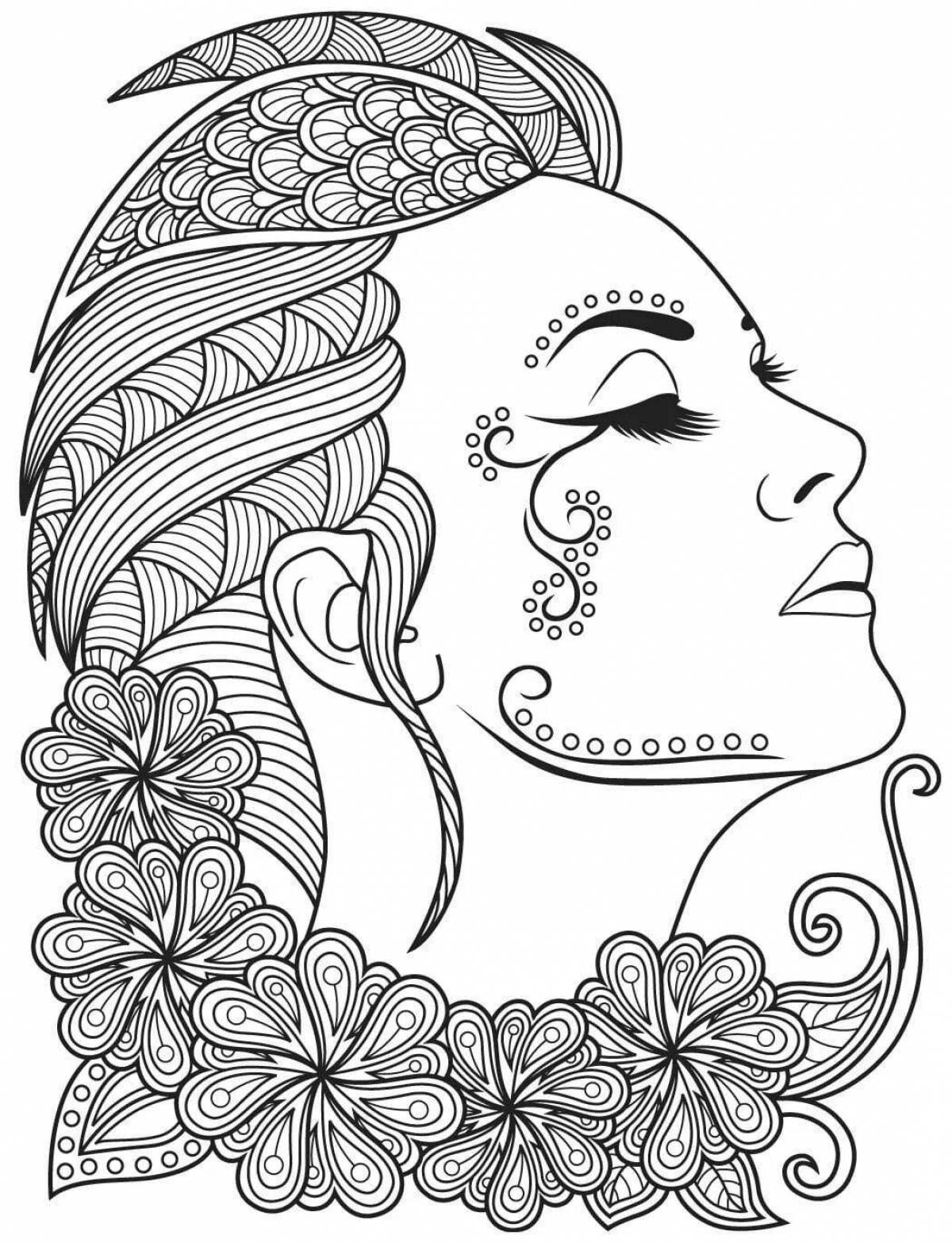 Blissful anti-stress easy coloring pages for girls