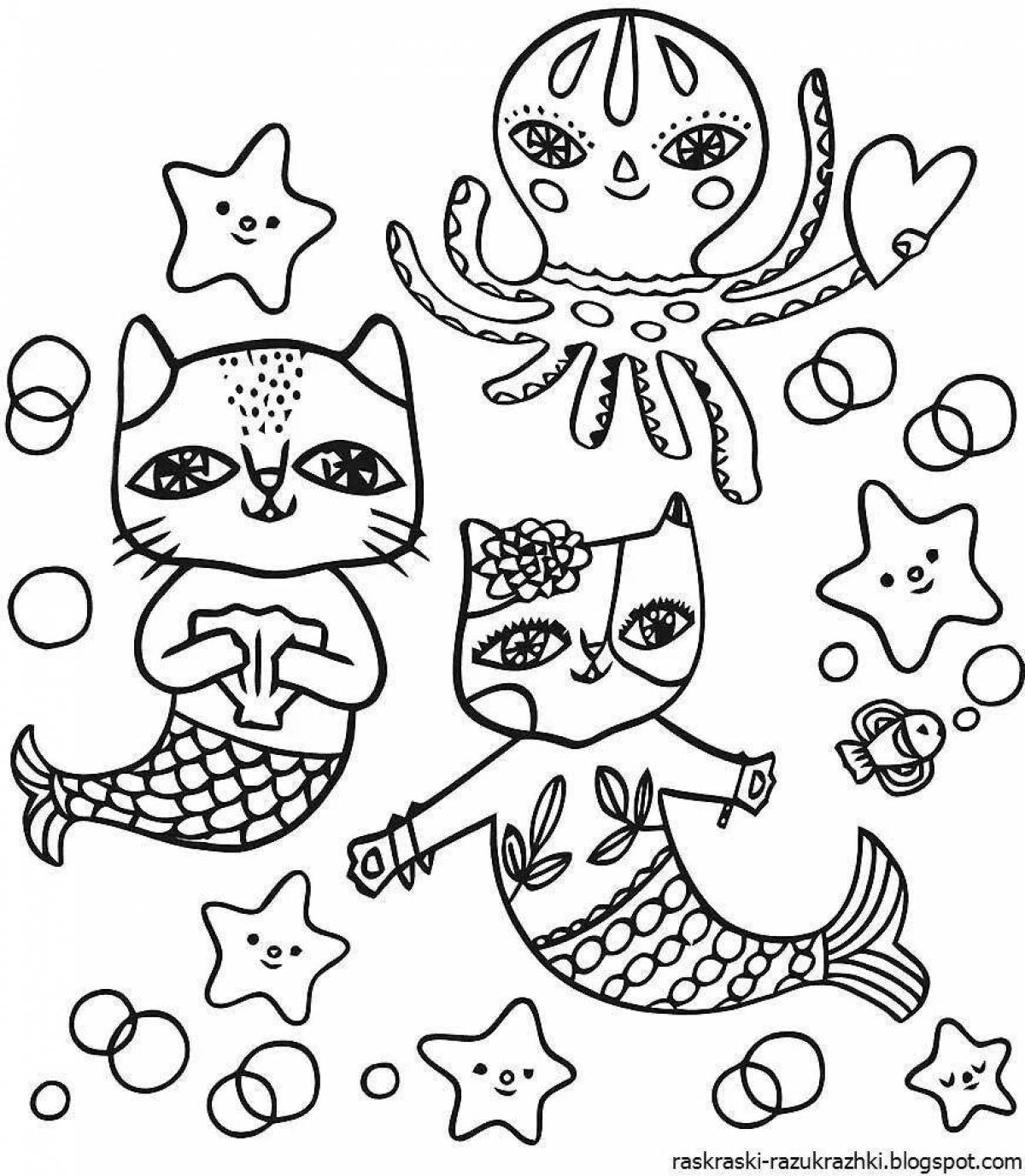 Glitter anti-stress easy coloring pages for girls