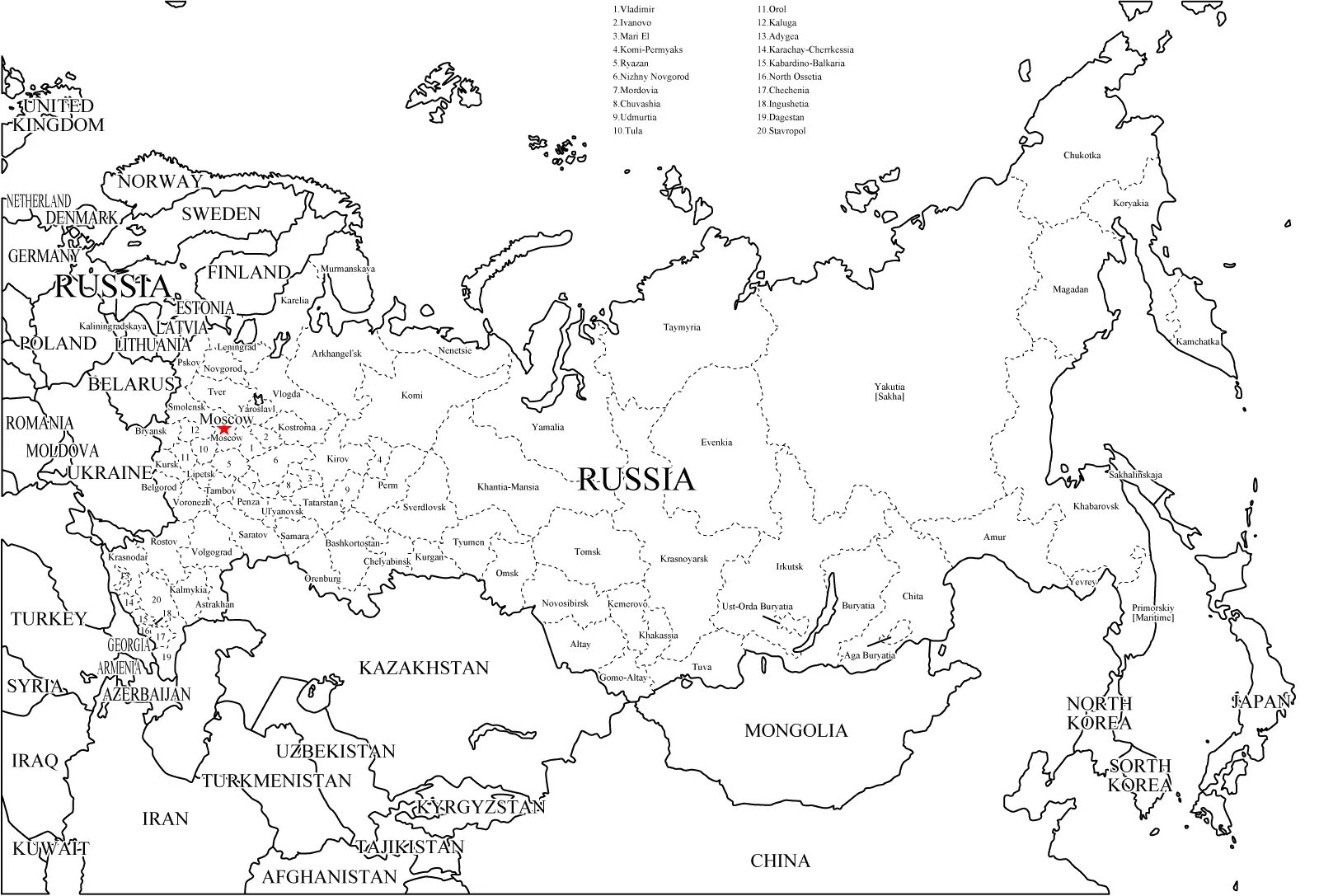 Map of russia with regions #7