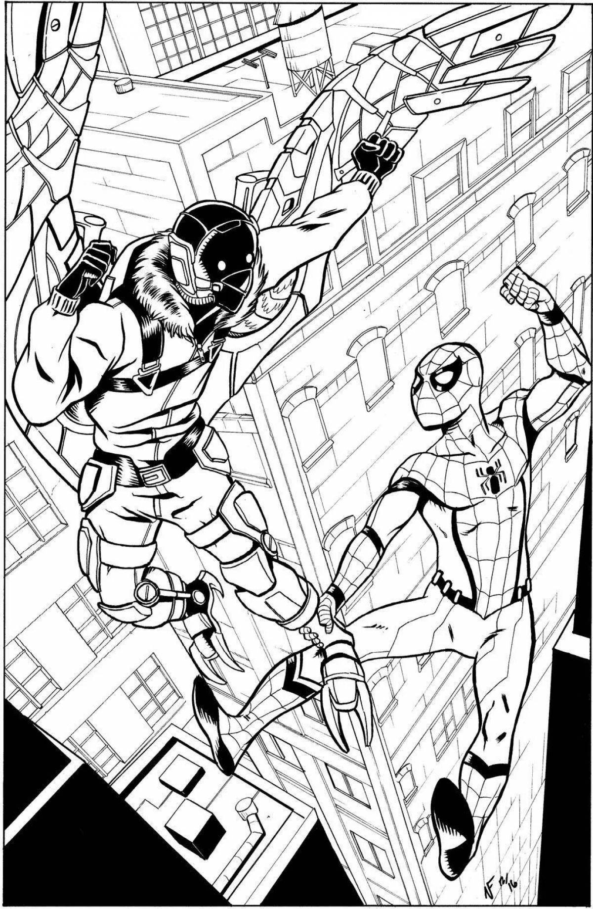 Coloring page brave spiderman homecoming