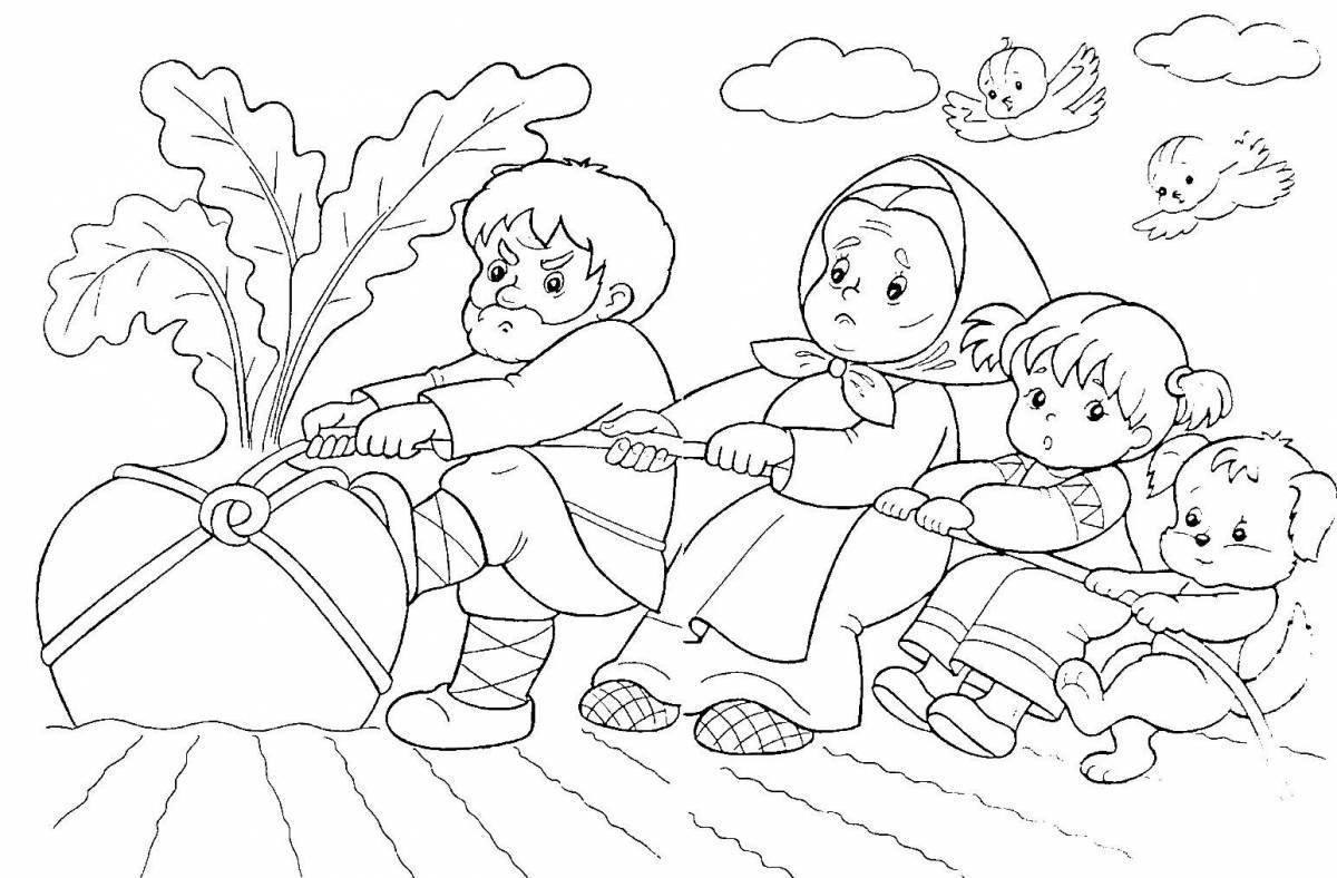 Great coloring book granddaughter from fairy tale turnip