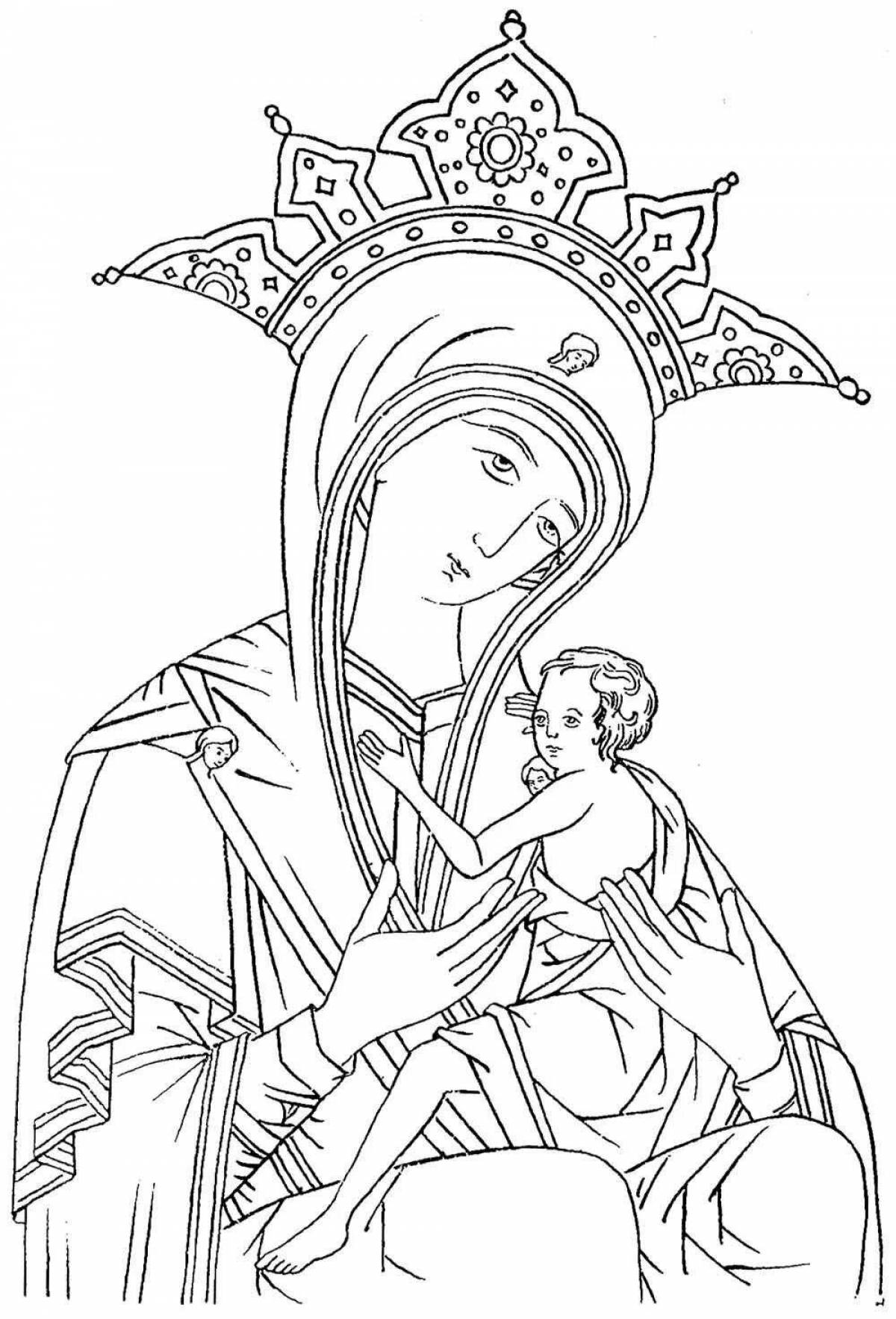 Возвышенная раскраска девы марии с младенцем