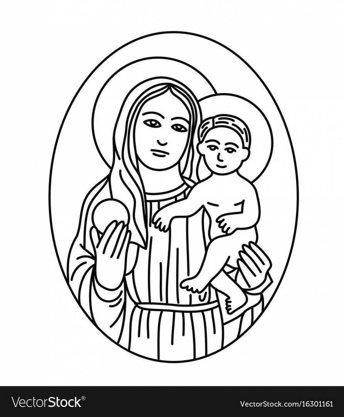 Светящаяся раскраска девы марии с младенцем