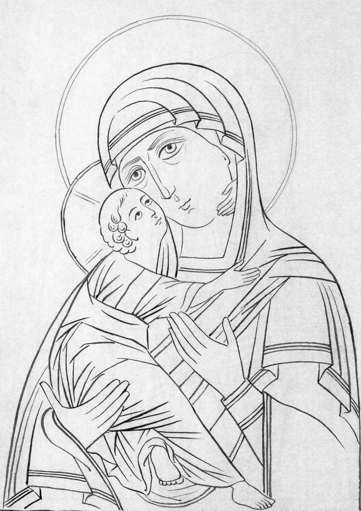 Royal coloring of the virgin mary and child