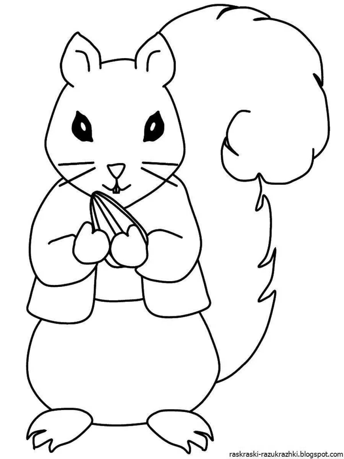 Coloring page happy squirrel