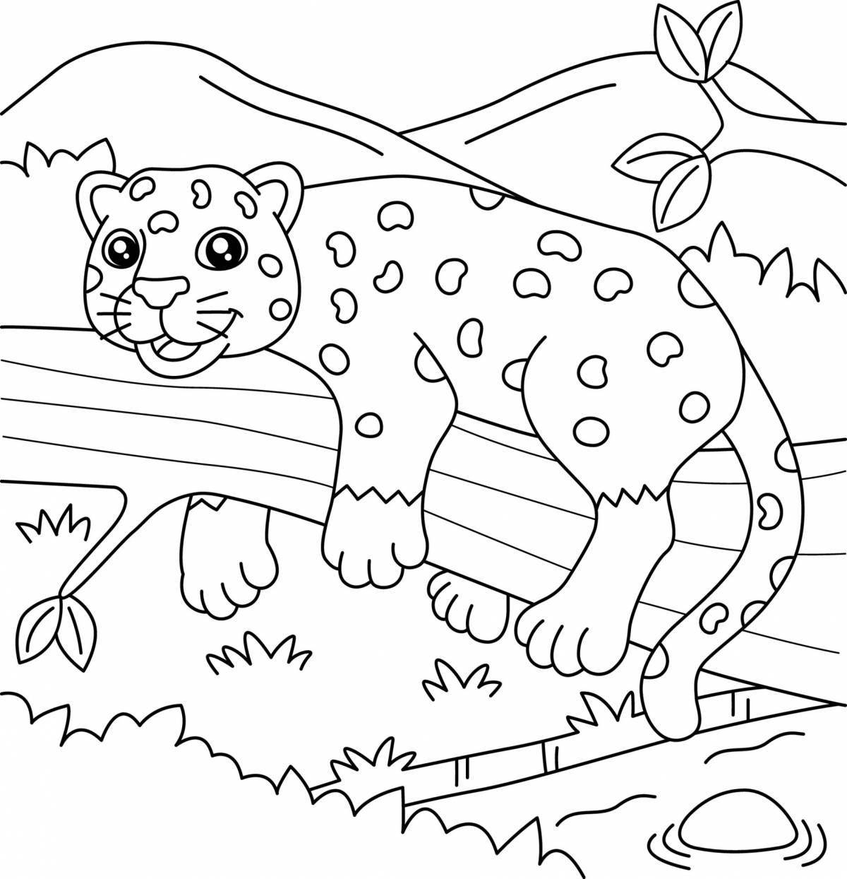 Яркая раскраска ягуар для детей