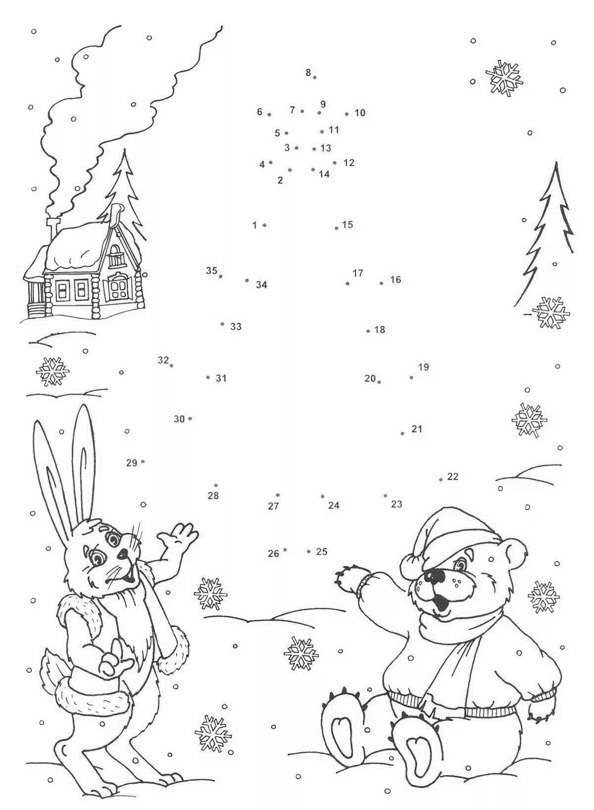 Magic dotted christmas coloring book