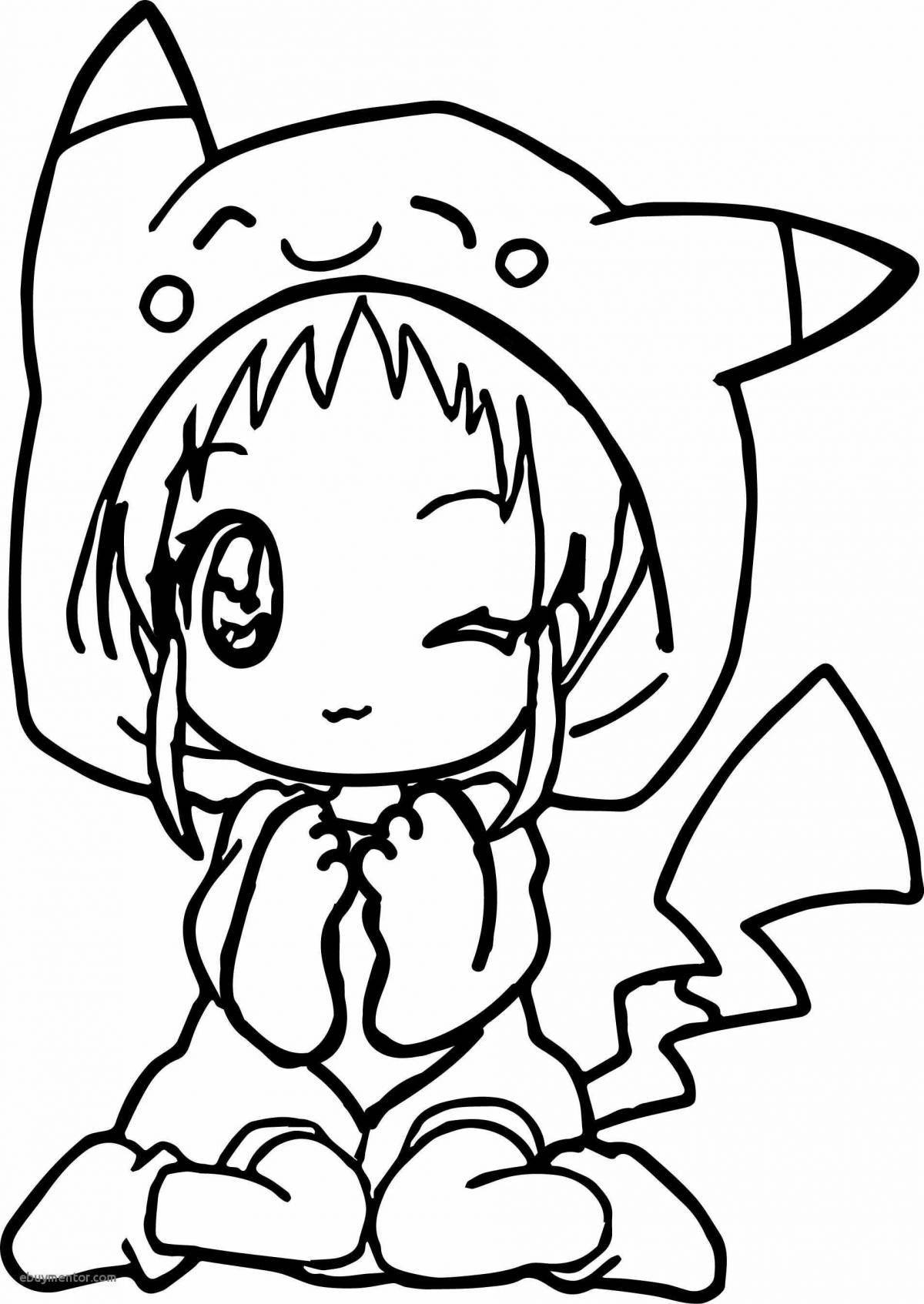 Playtime coloring page pikachu girl