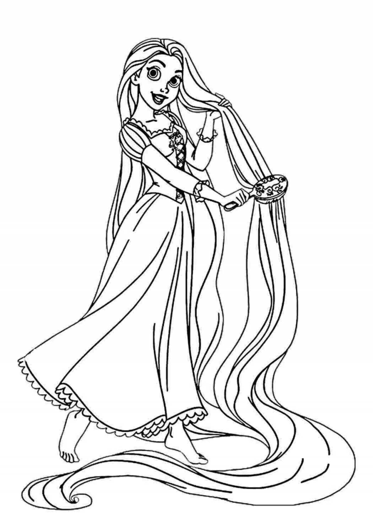 Coloring exotic long-haired princess