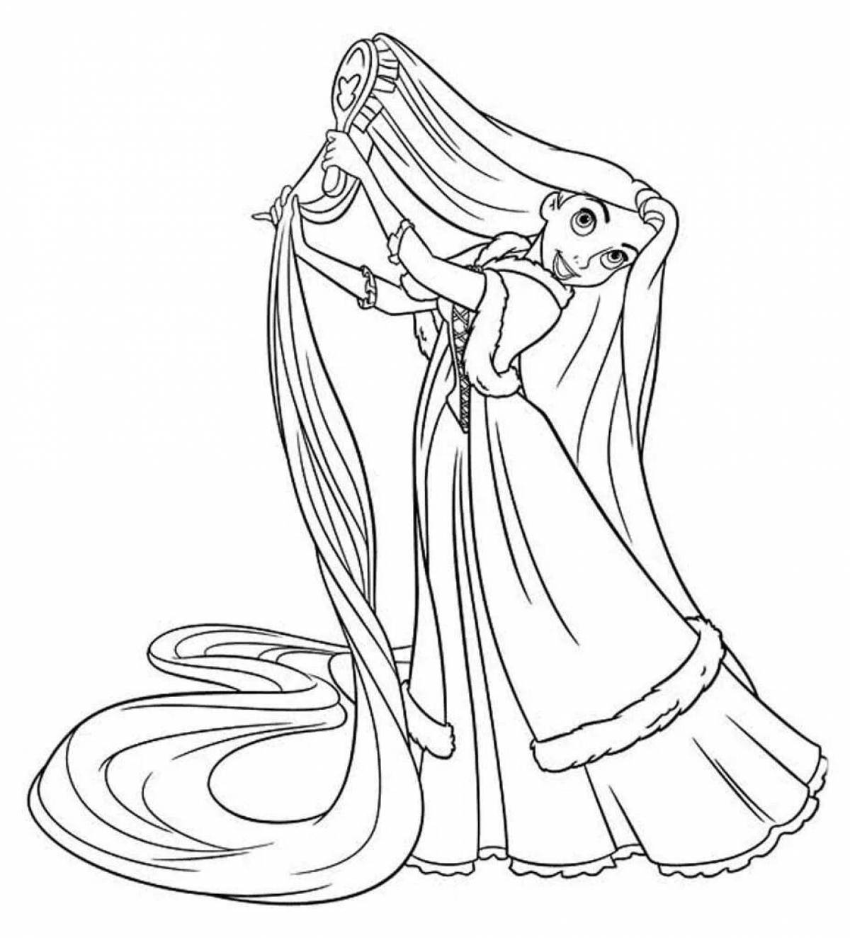 Coloring page dazzlingly long-haired princess
